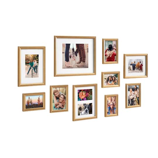 Kate and Laurel Gold Adlynn Glam Wall Picture Frame Set